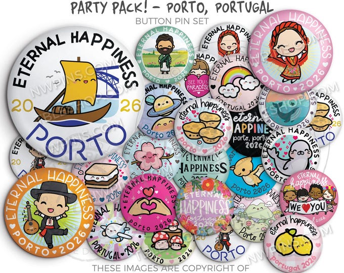 2026 Eternal Happiness International Convention Button Pin Set Party Pack! PORTO PORTUGAL