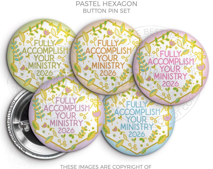 2026 Pioneer School Button Pin Set - FLORAL HEXAGONS
