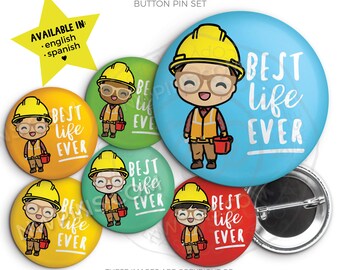 LDC Construction Ready BROTHERS! Button Pin Set