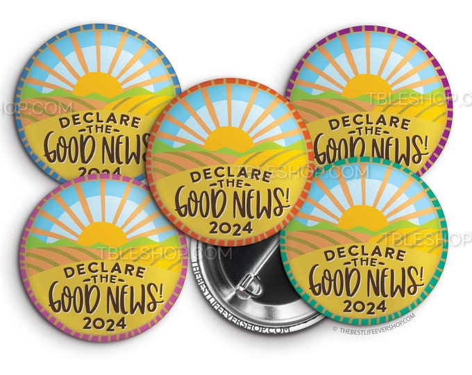 2024 Regional Convention Declare the Good News SUNNY FIELDS Button Pin Set - Convention Gifts - Special Convention