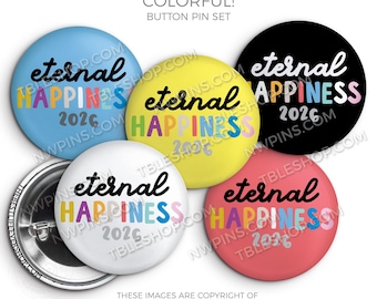 Eternal Happiness 2026 Convention Button Pins - Colorful JW Gifts