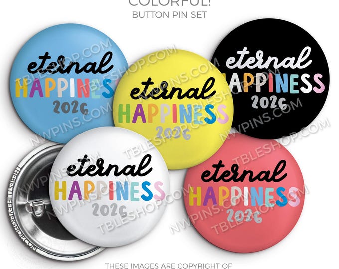 Eternal Happiness 2026 Convention Button Pins - Colorful JW Gifts
