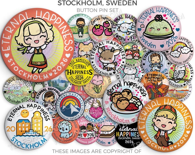 2026 Eternal Happiness International Convention Button Pin Set Party Pack! STOCKHOLM SWEDEN