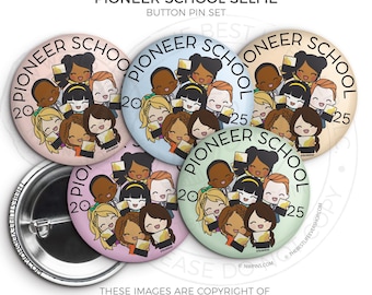 2025 Pioneer School Button Pins Set - SELFIE - jw ministry - jw pioneer gifts - best life ever - jw org, pioneer school gifts