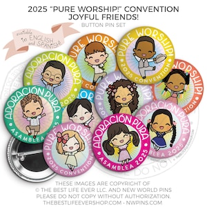 Pure Worship 2025 Convention Button Pins JOYFUL FRIENDS - jw gifts - jw, gifts for kids, convention gifts, special convention gifts