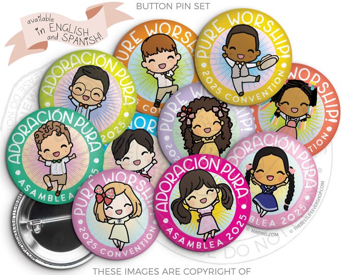 Pure Worship 2025 Convention Button Pins JOYFUL FRIENDS - jw gifts - jw, gifts for kids, convention gifts, special convention gifts