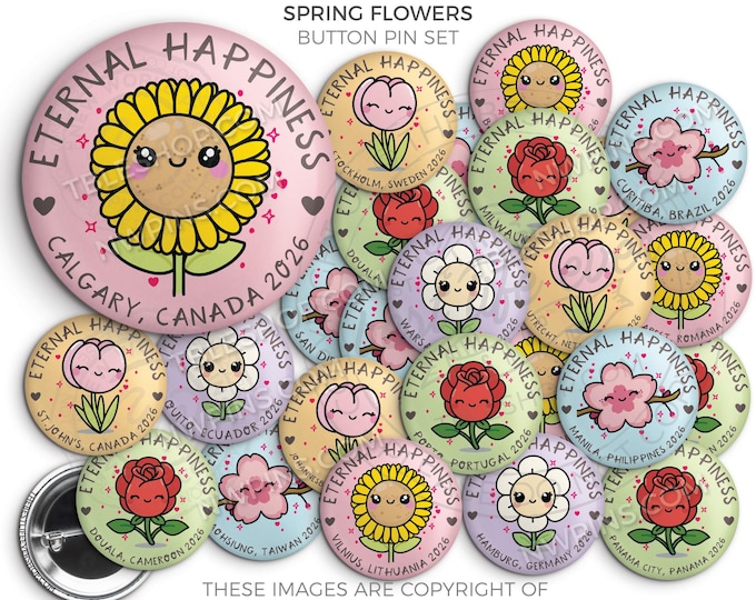 Eternal Happiness 2026 International Convention Button Pins - SPRING FLOWERS, jw convention gifts