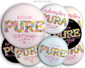 Pure Worship! 2025 Convention Button Pins - FLOWER LETTERS - jw gifts - jw, convention gifts, special convention