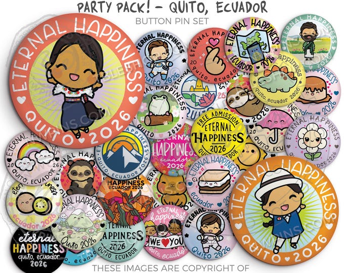 2026 Eternal Happiness International Convention Button Pins - ECUADOR PARTY PACK! - jw gifts