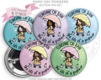 2026 Pioneer School Button Pin Set: JW Gifts - RAINY DAYS