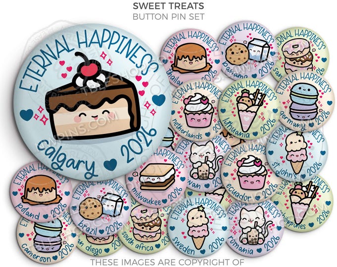 Eternal Happiness 2026 International Convention Button Pins - SWEET TREATS, jw convention gifts