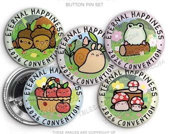 Eternal Happiness 2026 Convention Button Pins - FOREST FRIENDS - jw gifts - jw, convention gifts, regional convention, gifts for kids