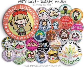 2026 Eternal Happiness International Convention Button Pin Set Party Pack! WARSAW POLAND