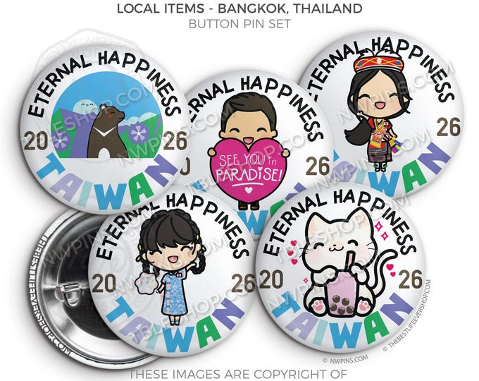 Eternal Happiness 2026 International Convention KAOHSIUNG TAIWAN Button Pins - LOCAL Items - jw gifts - jw, convention gifts, convention