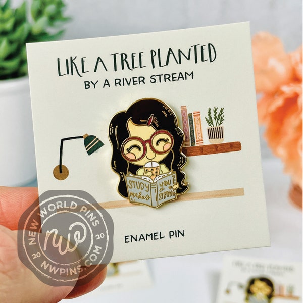 Study Makes You Strong Studious Babe Enamel Pin