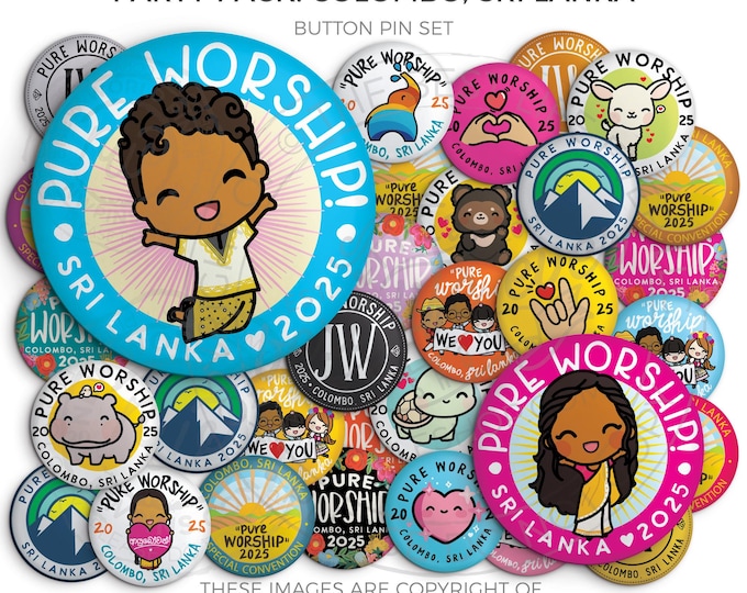 Colombo SRI LANKA Pure Worship Special Convention PARTY pack! -  Button Pins - jw gifts, jw org, best life ever