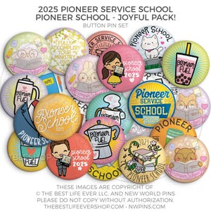 Pioneer School Button Pin PARTY PACK! - jw gifts - jw pioneer - gifts for pioneers - gifts for sisters