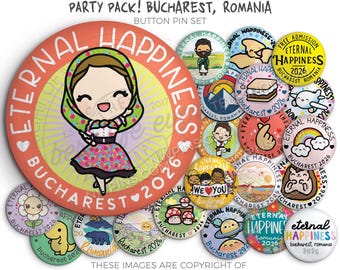 2026 Eternal Happiness International Convention Button Pin Set Party Pack! BUCHAREST ROMANIA