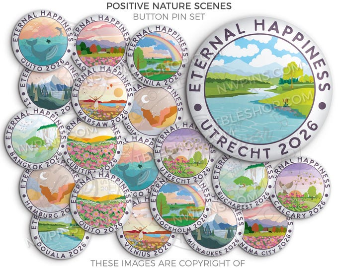 Eternal Happiness 2026 International Convention Button Pins - NATURE SCENES, jw convention gifts