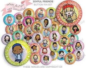 Eternal Happiness 2026 INTERNATIONAL Convention Button Pins - JOYFUL FRIENDS - jw gifts - jw, convention gifts, gifts for kids