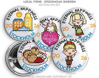 Eternal Happiness 2026 International Convention STOCKHOLM SWEDEN Button Pins - LOCAL Items - jw gifts - jw, convention gifts, convention