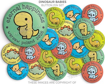 Eternal Happiness 2026 International Convention Button Pins - DINO BABIES, jw convention gifts