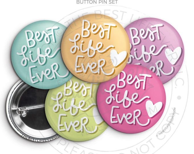 Best Life Ever PASTEL HEART Button Pin Set - jw gifts - jw pioneer - gifts for pioneers