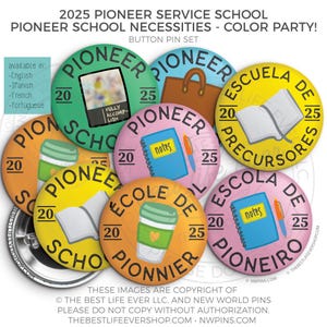COLOR PARTY! Pioneer School Button Pin Set - jw gifts - pioneer - best life ever, gifts for pioneers