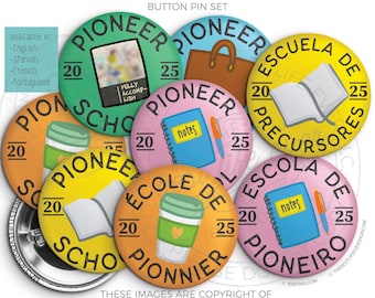 Pioneer School Button Pin Set: JW Gifts, Color Party!