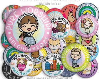 Ghent BELGIUM 2025 Pure Worship Special Convention PARTY PACK! -  Button Pins - jw gifts, jw org, best life ever