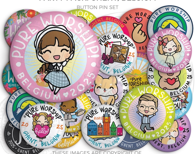 Ghent BELGIUM 2025 Pure Worship Special Convention PARTY PACK! -  Button Pins - jw gifts, jw org, best life ever