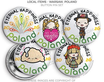 Eternal Happiness 2026 International Convention WARSAW POLAND Button Pins - LOCAL Items - jw gifts - jw, convention gifts, convention