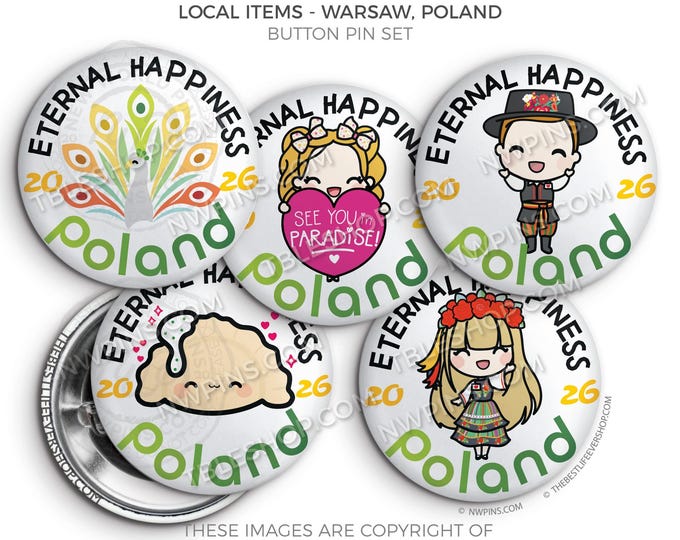 Eternal Happiness 2026 International Convention WARSAW POLAND Button Pins - LOCAL Items - jw gifts - jw, convention gifts, convention
