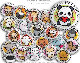 Eternal Happiness 2026 Convention Button Pins - HAPPY ANIMALS - jw gifts - jw, convention gifts, regional convention, gifts for kids