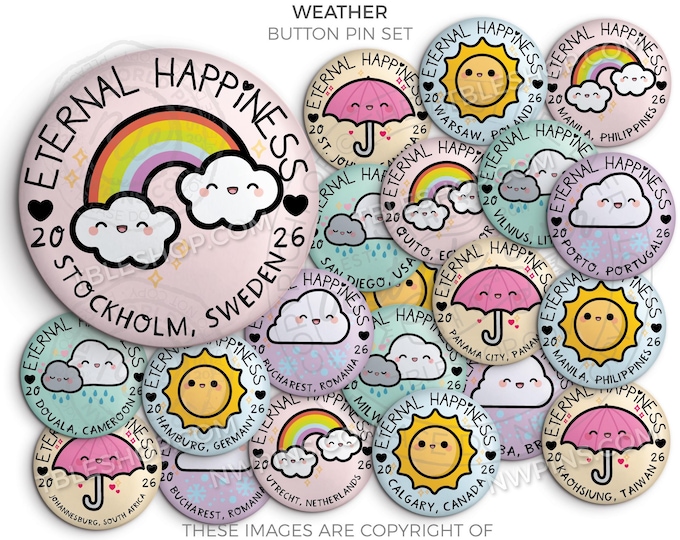 Eternal Happiness 2026 International Convention Button Pins - WEATHER, jw convention gifts