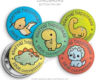 2026 Convention Dinosaur Button Pins - Eternal Happiness JW Gifts