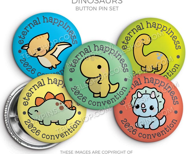 2026 Convention Dinosaur Button Pins - Eternal Happiness JW Gifts