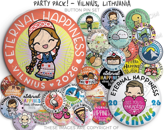 2026 Eternal Happiness International Convention Button Pin Set Party Pack! VILNIUS LITHUANIA