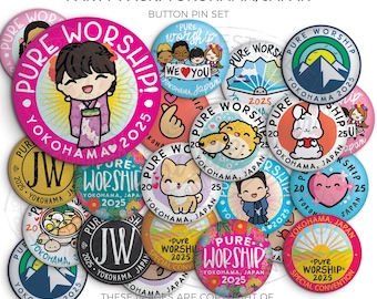 Yokohama, JAPAN Pure Worship Special Convention PARTY pack! -  Button Pins - jw gifts, jw org, best life ever