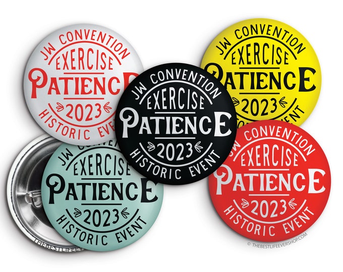 2023 "Exercise Patience" Regional Convention Retro Style Button Pin Set