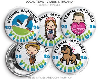 Eternal Happiness 2026 International Convention VILNUS LITHUANIA Button Pins - LOCAL Items - jw gifts - jw, convention gifts, convention