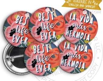Best Life Ever PEONIES FLORAL Button Pin Set - jw gifts - jw pioneer - gifts for pioneers - gifts for sisters