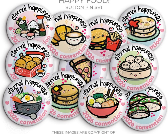 Eternal Happiness 2026 Convention Button Pins - Yummy Treats!