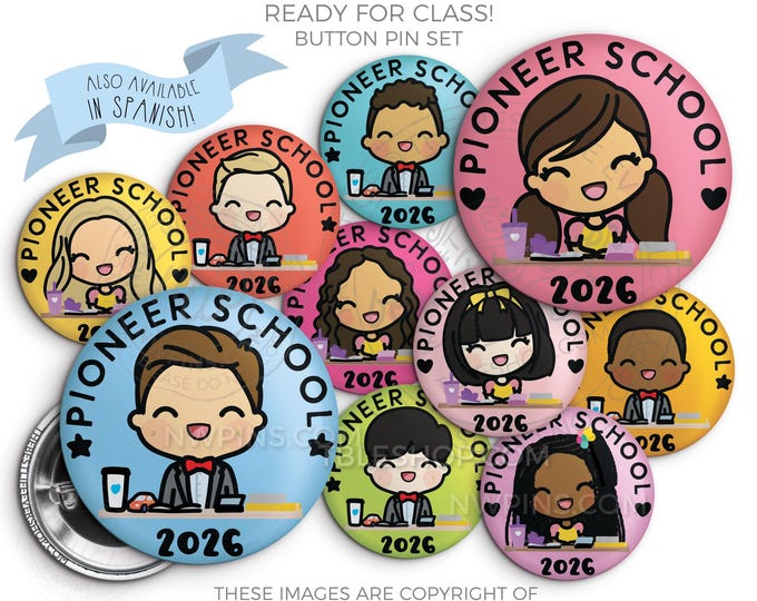 2026 Pioneer School Button Pin Set: JW Gifts - READY for CLASS