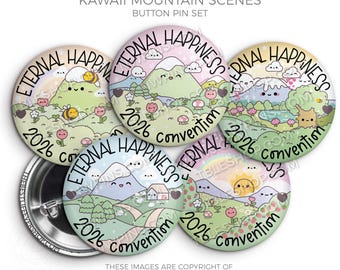 Eternal Happiness 2026 Convention Button Pins - KAWAII MOUNTAINS