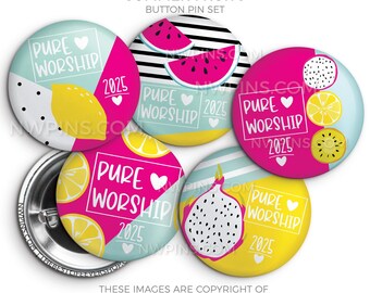 2025 Regional Convention Pure Worship SUMMER FRUITS Button Pin Set - Convention Gifts - Special Convention