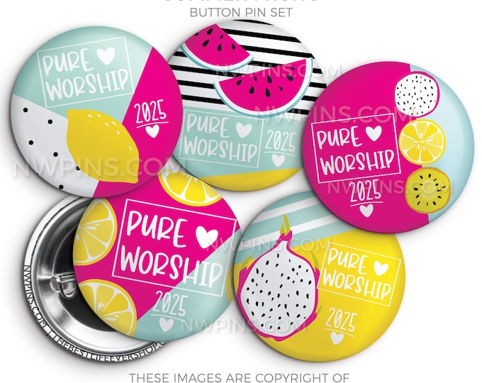 2025 Regional Convention Pure Worship SUMMER FRUITS Button Pin Set - Convention Gifts - Special Convention