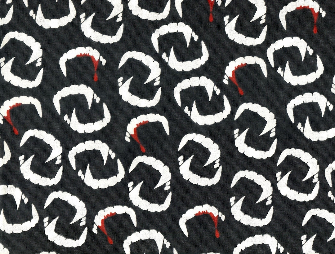 Vampire Fangs Rug Vampire Fangs Dracula Halloween 100% Cotton Fabric Glow in the Dark ...