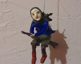 paper mache,figurine,grandma,baba yaga ,doll