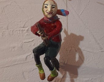 paper mache,figurine,grandma,baba yaga ,doll